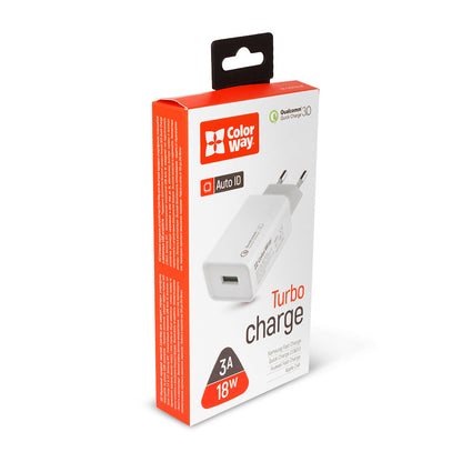 Hálózati töltő ColorWay 1USB Quick Charge 3.0 (18W) fehér