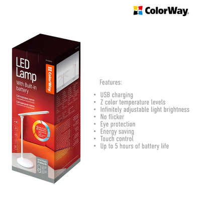 LED table Lámpa ColorWay with built-in battery fehér