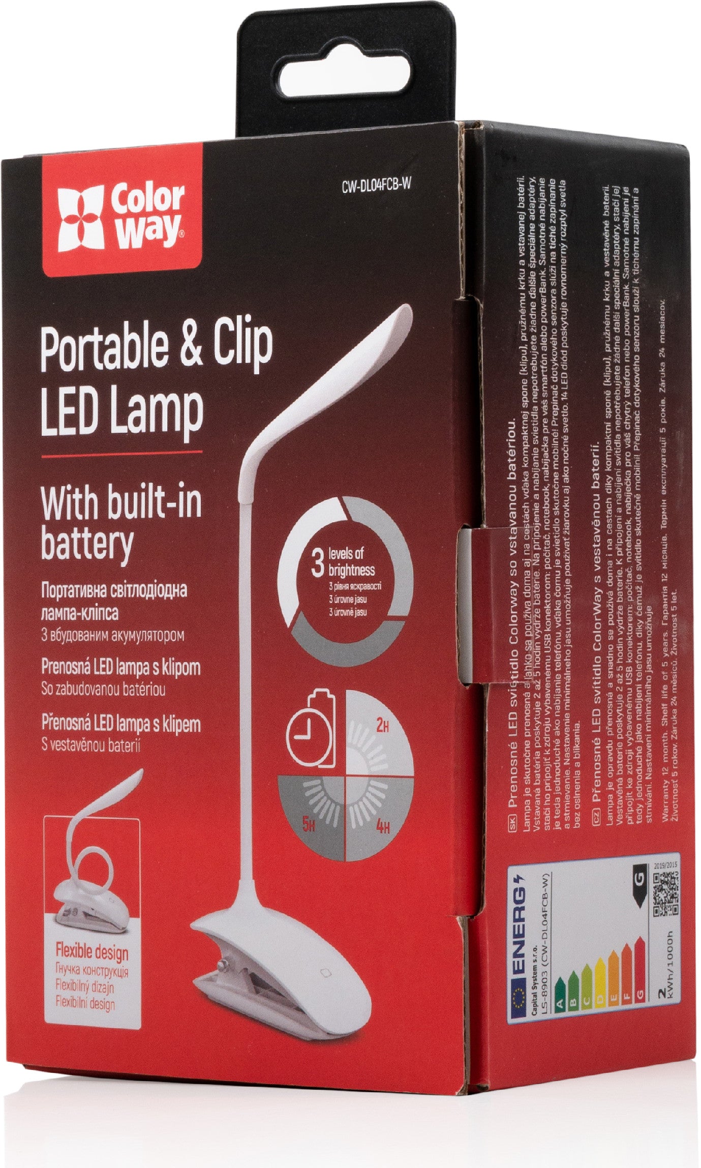 LED table Lámpa ColorWay Flexible & Clip with built-in battery fehér fehér