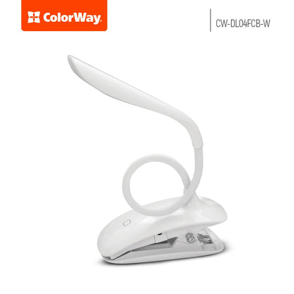 LED table Lámpa ColorWay Flexible & Clip with built-in battery fehér fehér