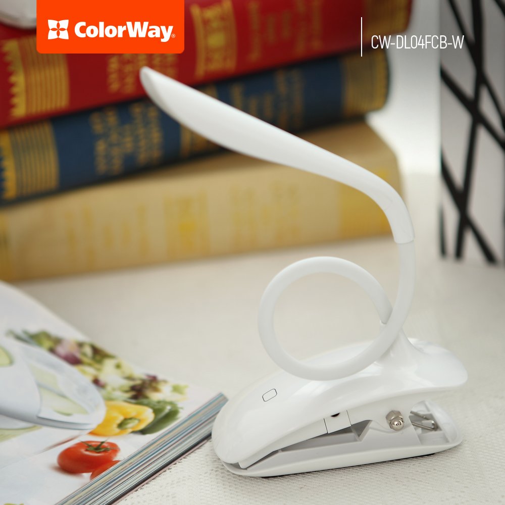 LED table Lámpa ColorWay Flexible & Clip with built-in battery fehér fehér