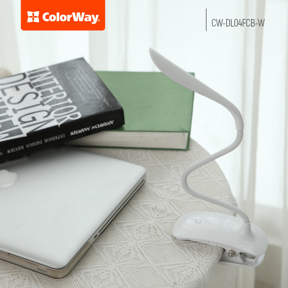 LED table Lámpa ColorWay Flexible & Clip with built-in battery fehér fehér