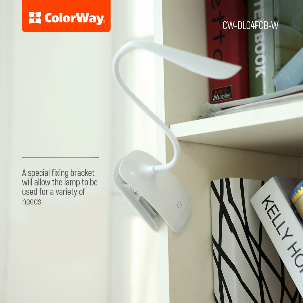 LED table Lámpa ColorWay Flexible & Clip with built-in battery fehér fehér