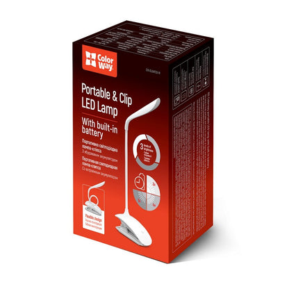 LED table Lámpa ColorWay Flexible & Clip with built-in battery fehér fehér