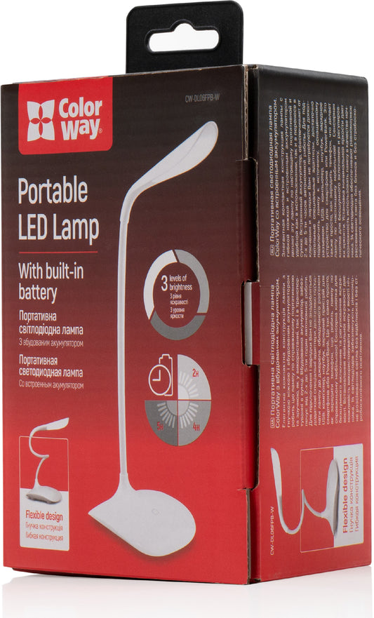 LED table Lámpa ColorWay Portable & Flexible with built-in battery fehér fehér