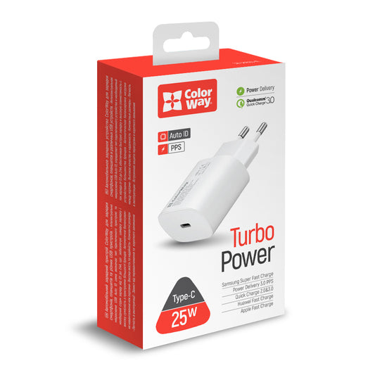 Hálózati töltő ColorWay Power Delivery Port PPS USB Type-C (25W) fehér
