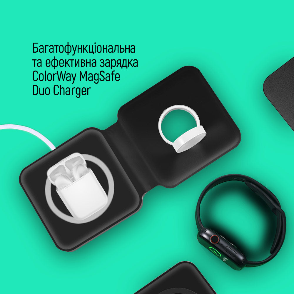 ColorWay Qi Fast Töltő MagSafe Duo Töltő 15W for iPhone fekete