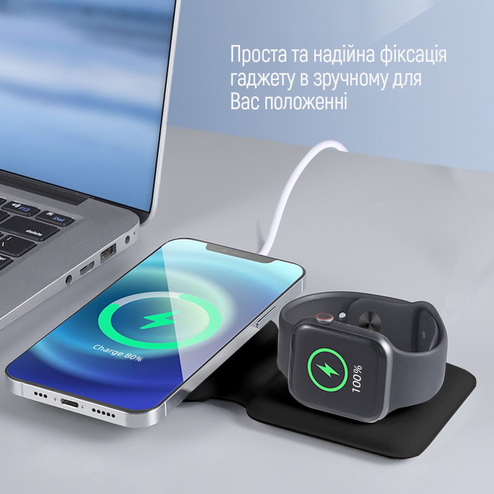 ColorWay Qi Fast Töltő MagSafe Duo Töltő 15W for iPhone fekete