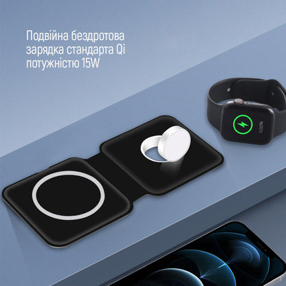 ColorWay Qi Fast Töltő MagSafe Duo Töltő 15W for iPhone fekete