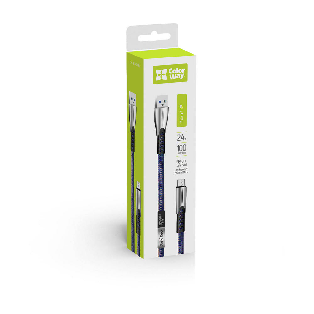 Kábel Colorway USB MicroUSB (zinc alloy) 2.4А 1м kék
