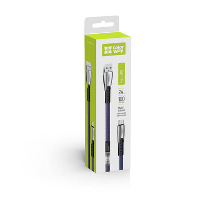 Kábel Colorway USB MicroUSB (zinc alloy) 2.4А 1м kék