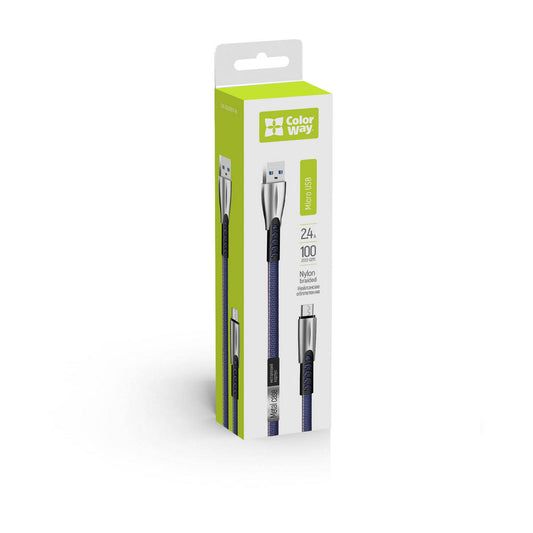 Kábel Colorway USB MicroUSB (zinc alloy) 2.4А 1м kék