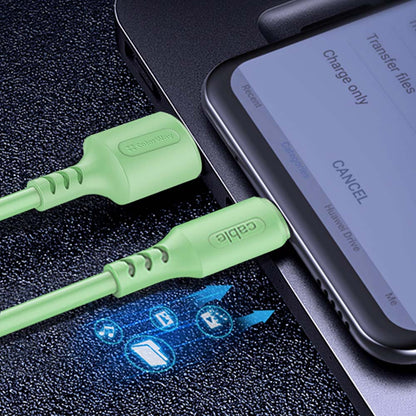 Kábel Colorway USB - MicroUSB (soft silicone) 2.4A 1m zöld