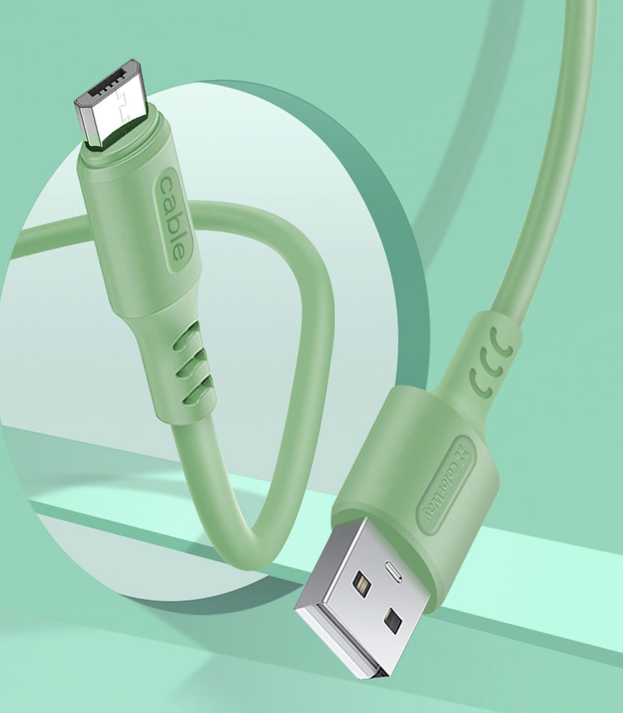 Kábel Colorway USB - MicroUSB (soft silicone) 2.4A 1m zöld