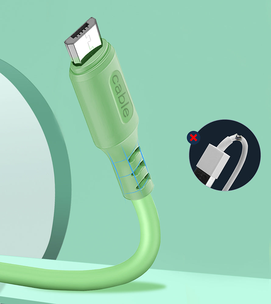 Kábel Colorway USB - MicroUSB (soft silicone) 2.4A 1m zöld