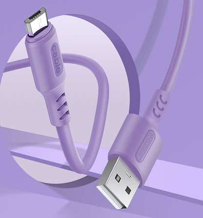 Kábel Colorway USB - MicroUSB (soft silicone) 2.4A 1m lila