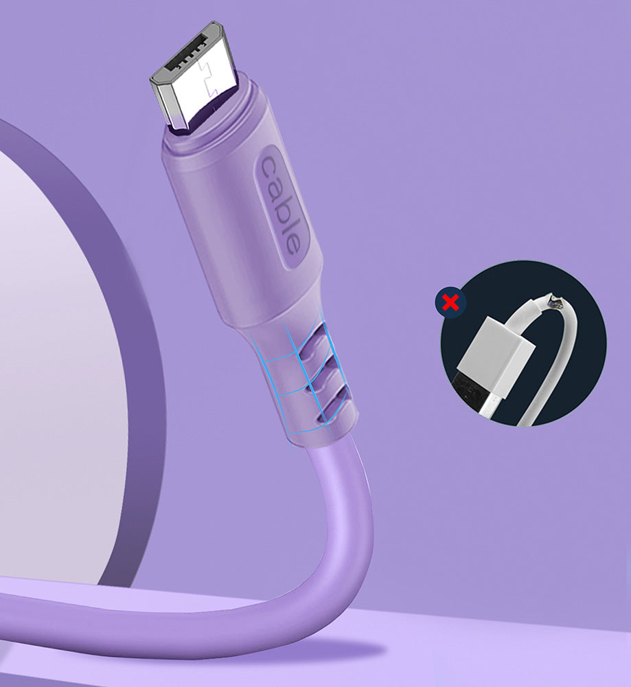 Kábel Colorway USB - MicroUSB (soft silicone) 2.4A 1m lila