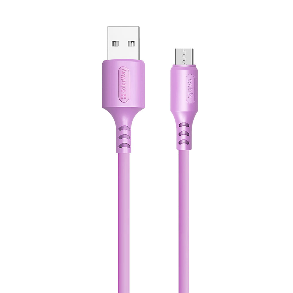 Kábel Colorway USB - MicroUSB (soft silicone) 2.4A 1m lila