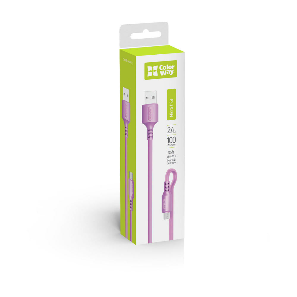 Kábel Colorway USB - MicroUSB (soft silicone) 2.4A 1m lila