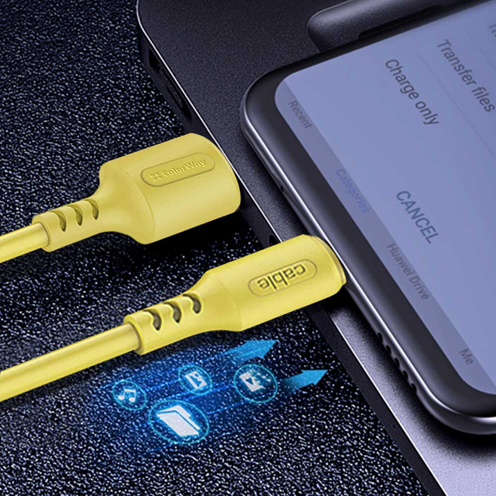 Kábel Colorway USB - MicroUSB (soft silicone) 2.4A 1m sárga