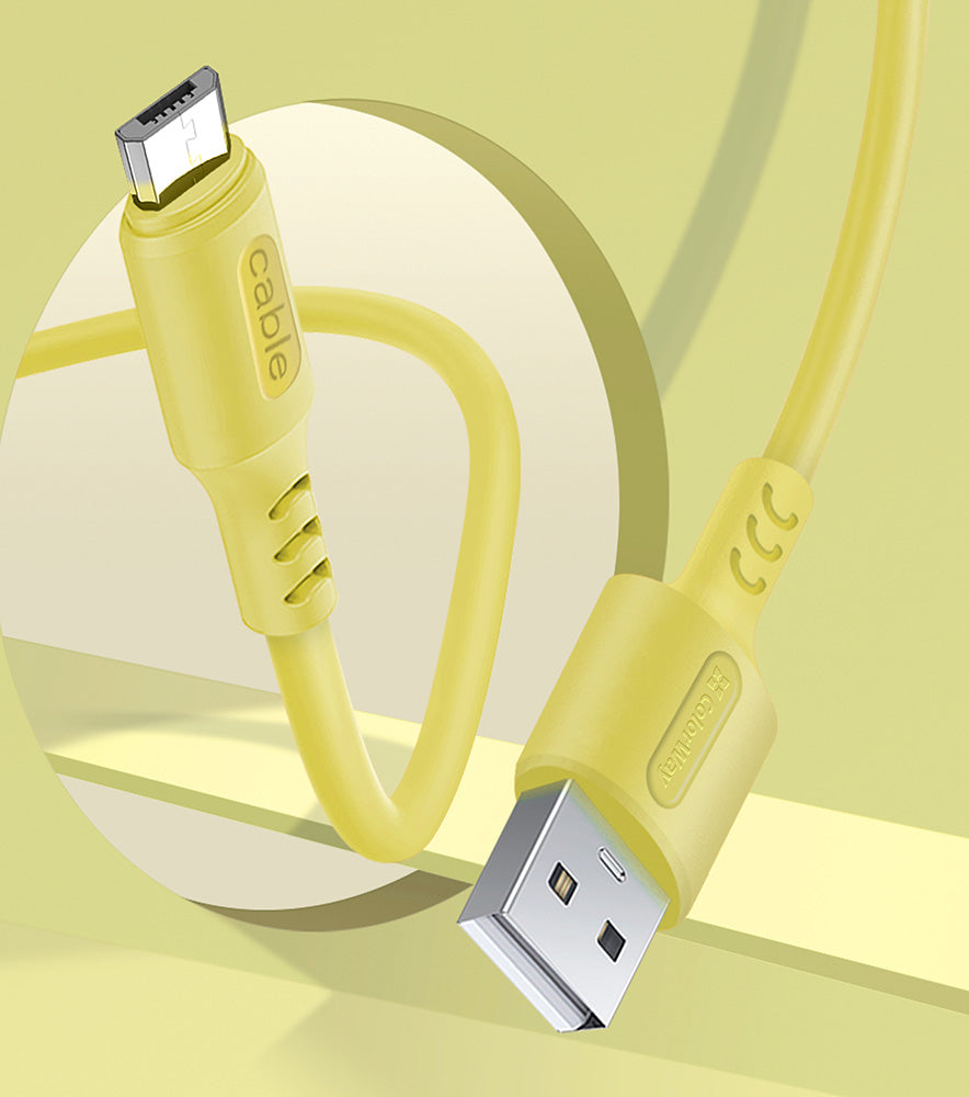 Kábel Colorway USB - MicroUSB (soft silicone) 2.4A 1m sárga