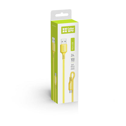 Kábel Colorway USB - MicroUSB (soft silicone) 2.4A 1m sárga