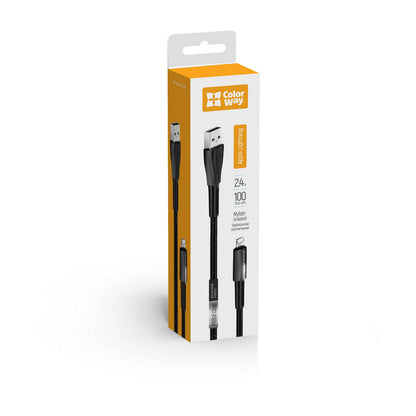 Kábel Colorway USB - Apple Lightning (zinc alloy + led) 2.4А 1м fekete