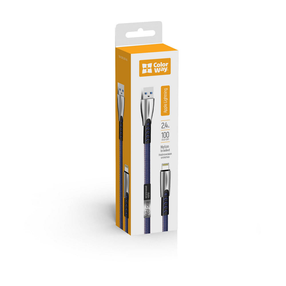 Kábel Colorway USB Apple Lightning (zinc alloy) 2.4А 1м kék