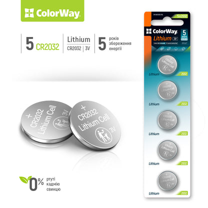 ColorWay Lithium Power CR2032 batteries, 5 pcs,