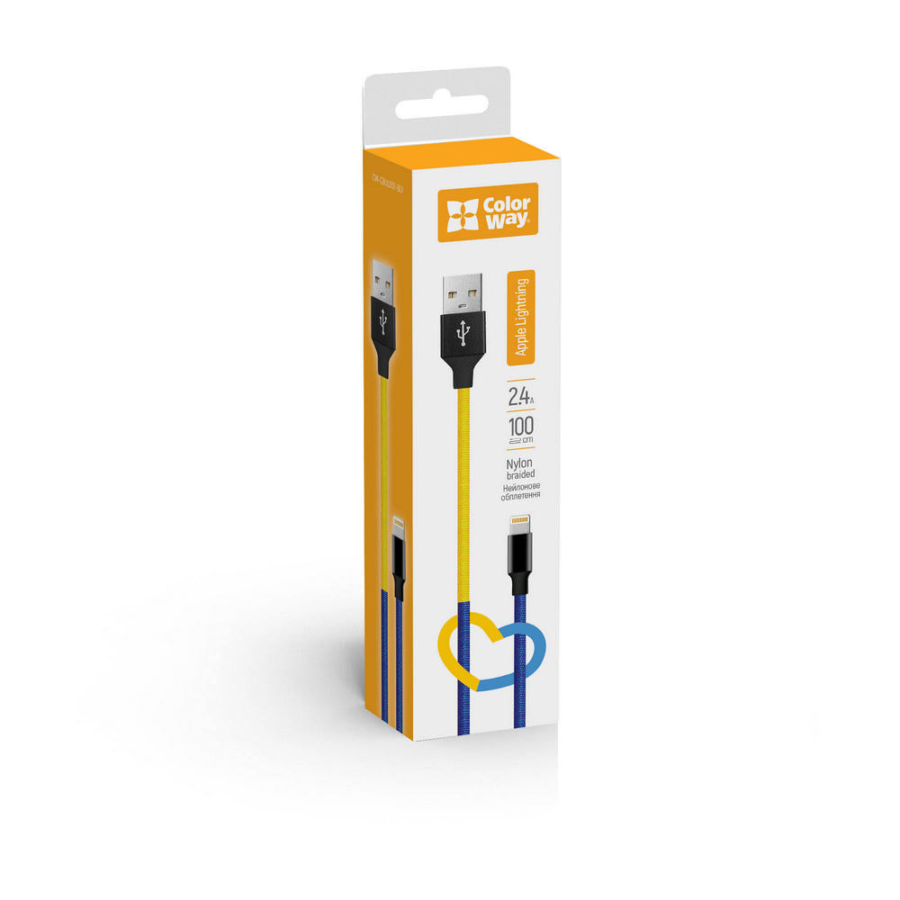 Kábel Colorway USB - Apple Lightning (national) 2.4А 1м kék sárga