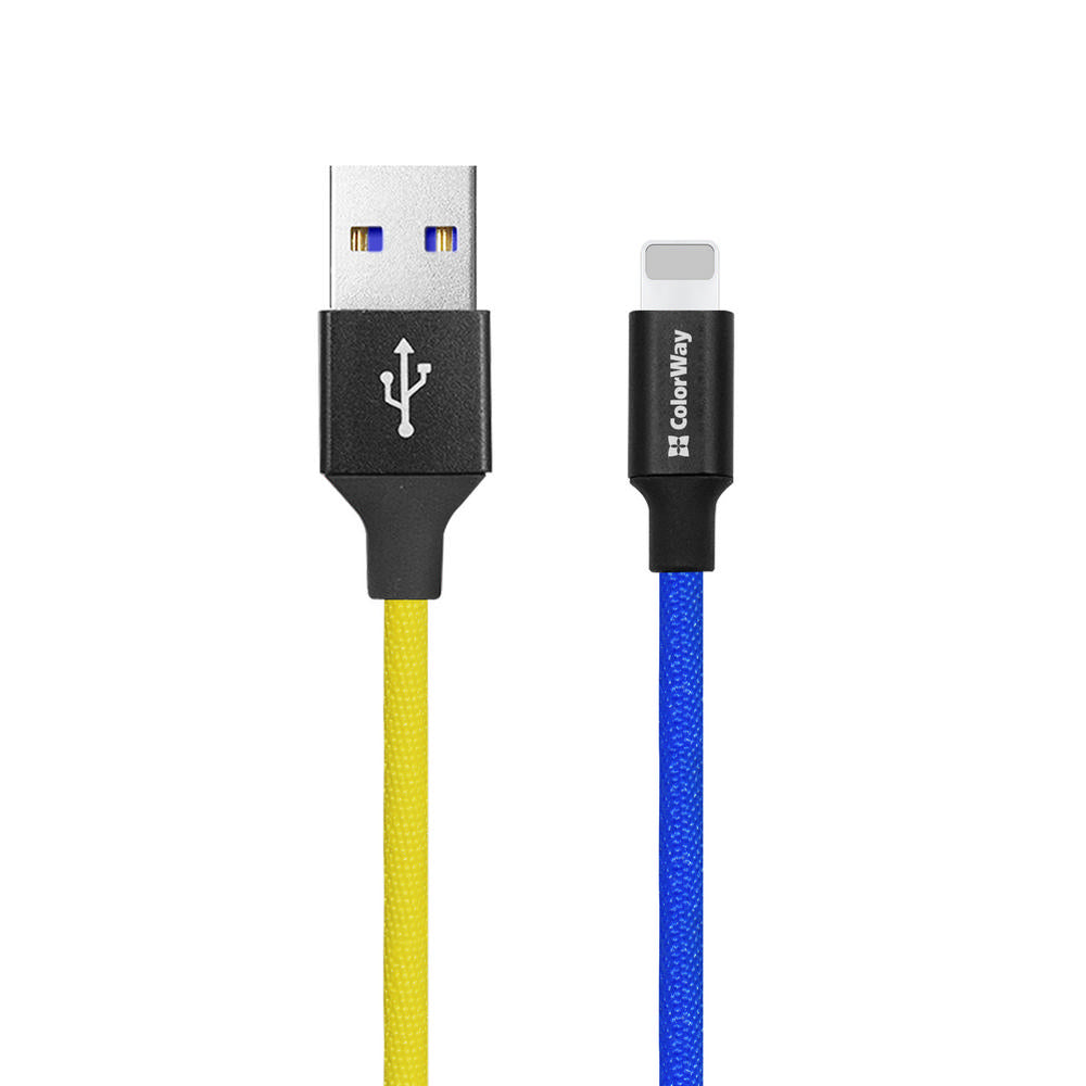 Kábel Colorway USB - Apple Lightning (national) 2.4А 1м kék sárga