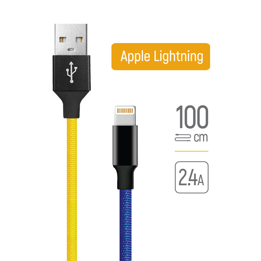 Kábel Colorway USB - Apple Lightning (national) 2.4А 1м kék sárga