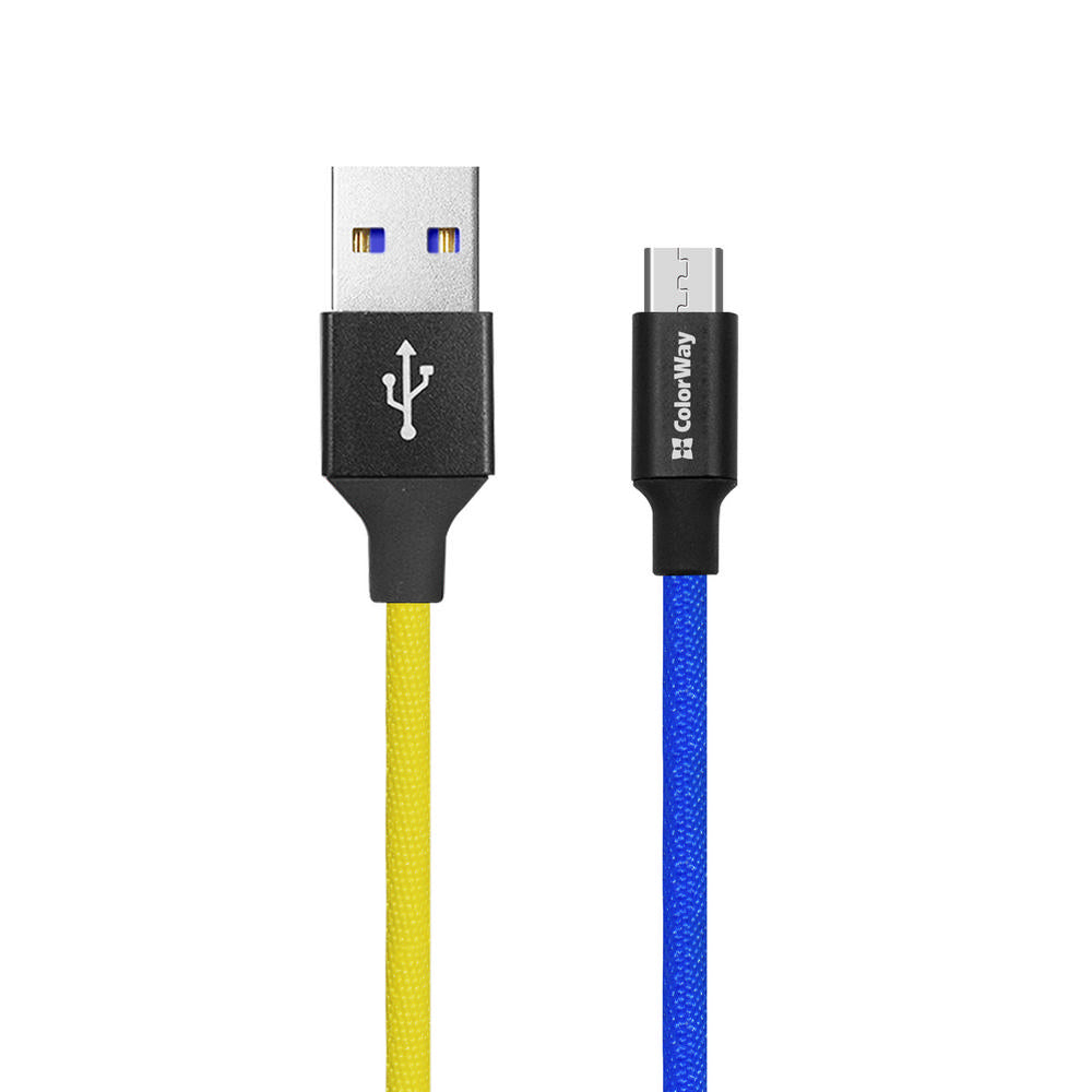 Kábel Colorway USB - MicroUSB (national) 2.4А 1м kék sárga