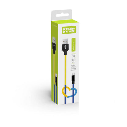Kábel Colorway USB - MicroUSB (national) 2.4А 1м kék sárga