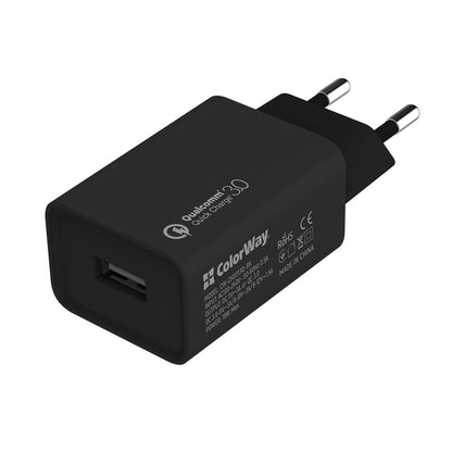 ColorWay Hálózati töltő 1xUSB Quick Charge 3.0 (18W) fekete