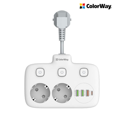 ColorWay Power soсket СolorWay 2x220V/3xUSB-A/1xUSB-C fehér