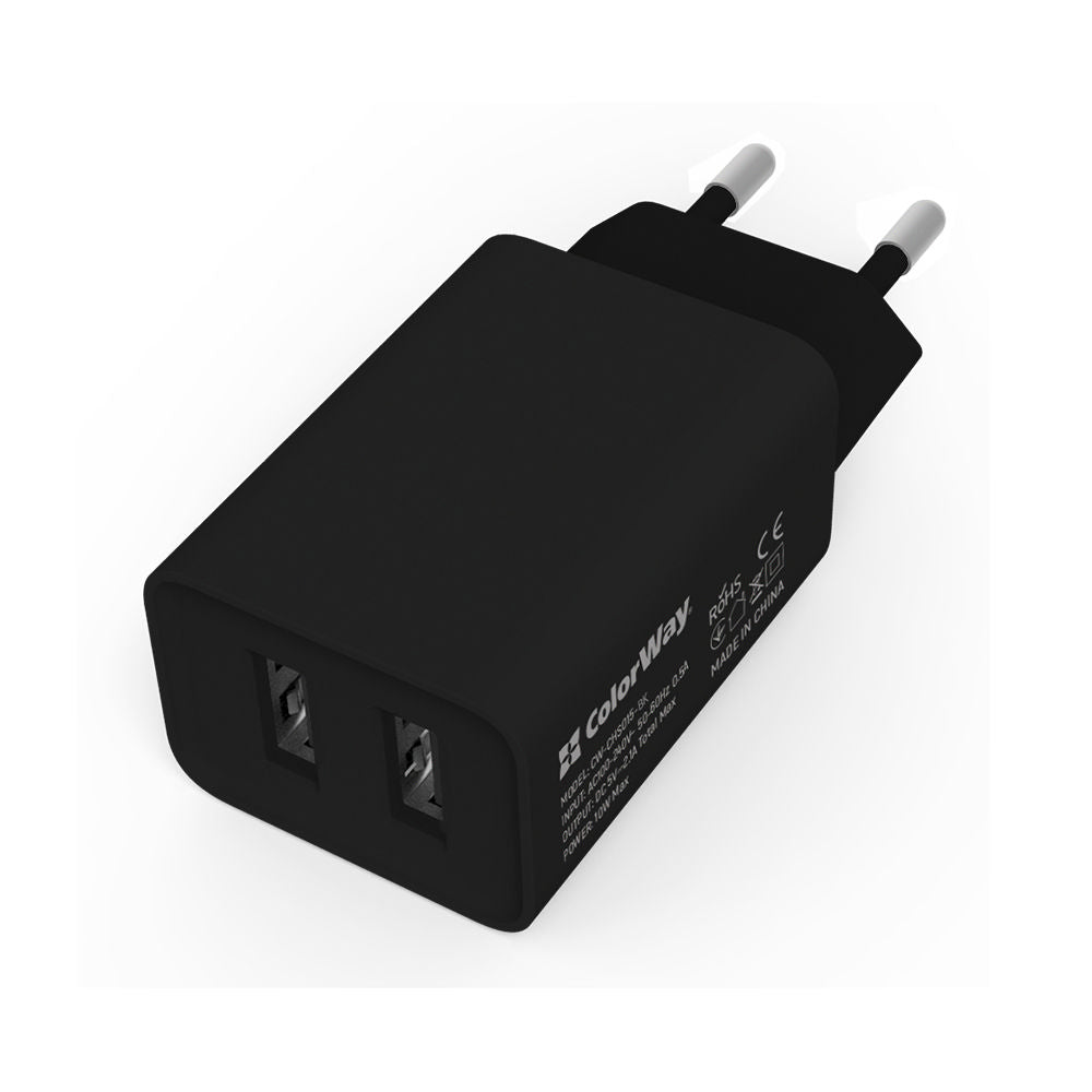ColorWay Hálózati töltő 2xUSB AUTO ID 2.1A (10W) - fekete