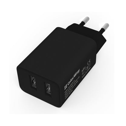 ColorWay Hálózati töltő 2xUSB AUTO ID 2.1A (10W) - fekete