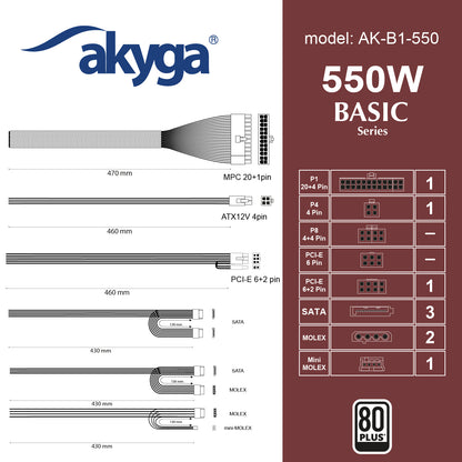 Tápegység ATX AK-B1-550 550W