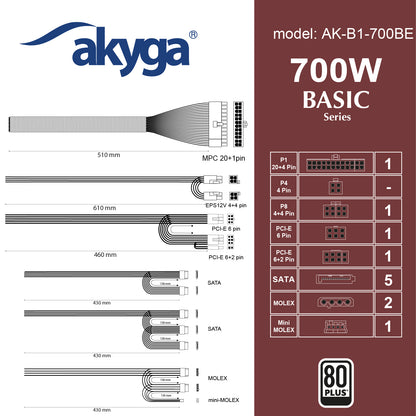 Tápegység ATX AK-B1-700 700W BLACK EDITION