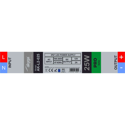 Hermetikus LED IP67 tápegység AK-L2-025 12V / 25W
