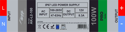 Hermetikus LED IP67 tápegység AK-L2-100 12V / 100W