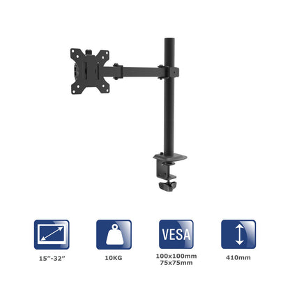 Egy monitor kar AK-MB-01 asztali tartó VESA 75x75mm / 100x100mm 15-32” VESA 100x100 mm
