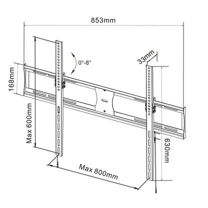 TV fali tartó AK-MB-09 konzol VESA 800x600mm 37-85” VESA 800x600 mm