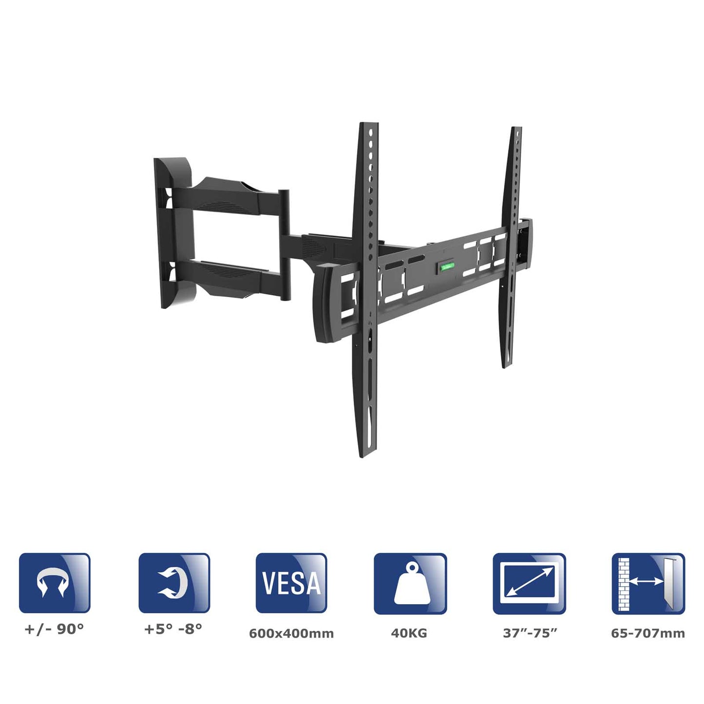 TV fali tartó AK-MB-11 Full Motion Bracket VESA 600x400mm 37-75”