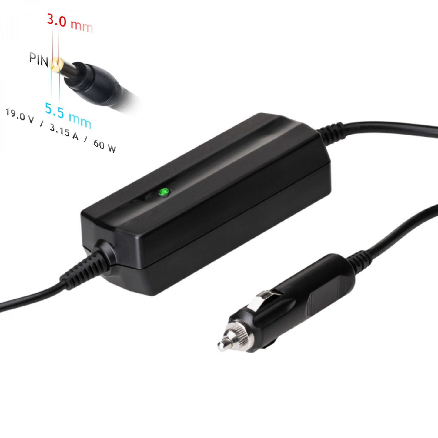 Autós Tápegység AK-ND-38 19V / 3.16A 60W 5.5 x 3.0 mm + pin