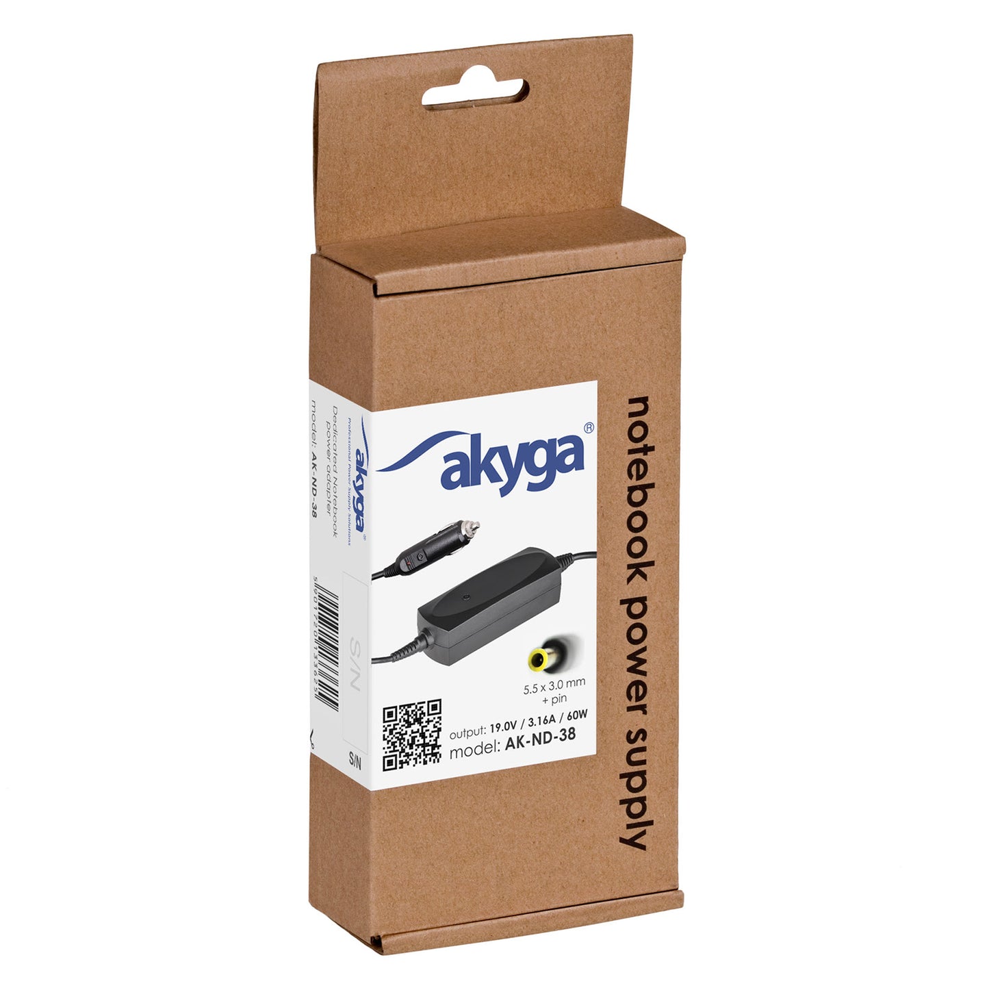 Autós Tápegység AK-ND-38 19V / 3.16A 60W 5.5 x 3.0 mm + pin