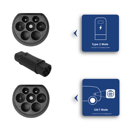 Type 2 / GB/T adapter elektromos autók töltéséhez AK-SC-E10 férfi – férfi 1-fase 32A