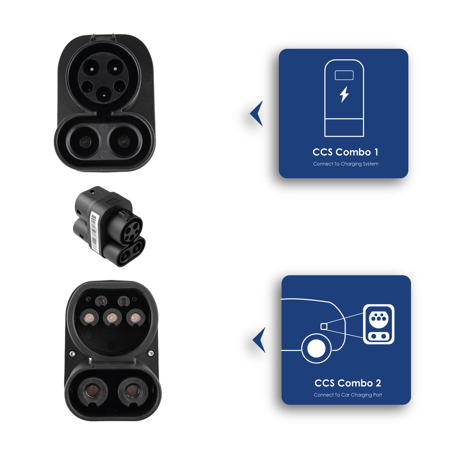 CCS 1 / CCS 2 adapter elektromos autók töltéséhez AK-SC-E11 1000V DC 250A / 230V AC 32A