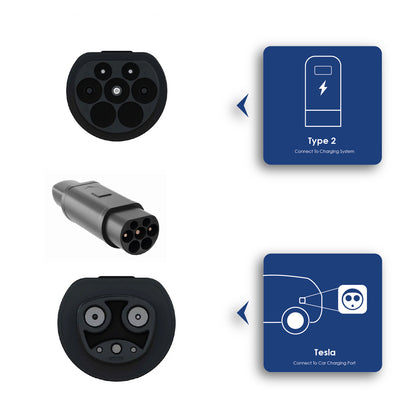 Type2 / Tesla adapter elektromos autók töltéséhez AK-SC-E23 férfi – férfi 1-fase 32A